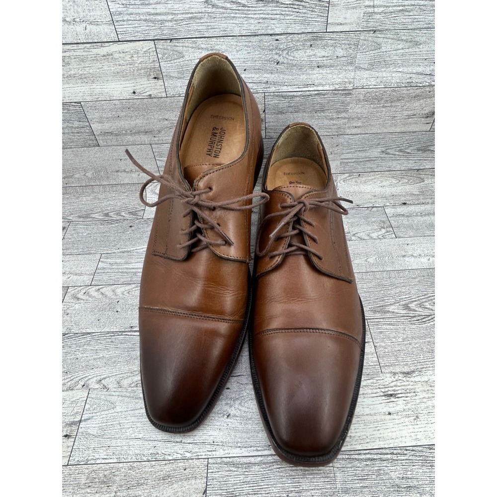 Johnston & Murphy Men Sz 11 M Brown Leather Cap Toe Oxford Dress Shoes 20-5090